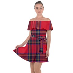 Royal Stewart Tartan Off Shoulder Velour Dress by impacteesstreetwearfour