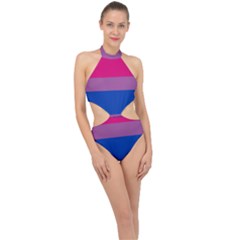 Bisexual Pride Flag Bi Lgbtq Flag Halter Side Cut Swimsuit by lgbtnation