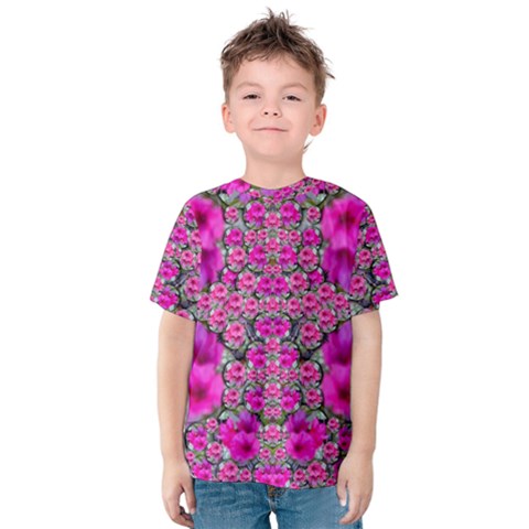 From The Sky Came Flowers In Peace Kids  Cotton Tee by pepitasart