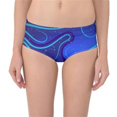 Wavy Abstract Blue Mid-waist Bikini Bottoms by Pakrebo