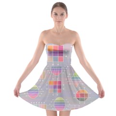Pastels Shapes Geometric Strapless Bra Top Dress by Pakrebo