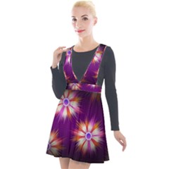 Floral Non Seamless Pattern Purple Plunge Pinafore Velour Dress by Pakrebo