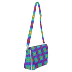 Groovy Green Orange Blue Yellow Square Pattern Shoulder Bag With Back Zipper by BrightVibesDesign