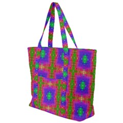 Groovy Purple Green Pink Square Pattern Zip Up Canvas Bag by BrightVibesDesign