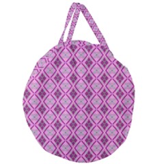 Argyle Large Pink Pattern Giant Round Zipper Tote by BrightVibesDesign