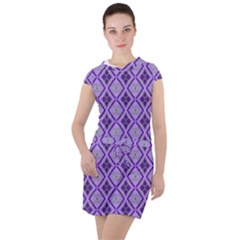 Argyle Large Purple Pattern Drawstring Hooded Dress by BrightVibesDesign