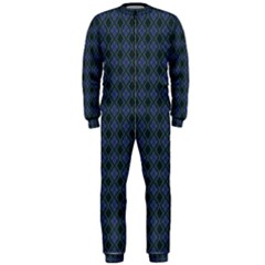 Argyle Dark Purple Black Pattern Onepiece Jumpsuit (men)  by BrightVibesDesign