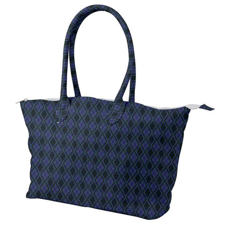 Argyle Dark Purple Black Pattern Canvas Shoulder Bag