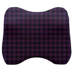 Argyle Dark Pink Black Pattern Velour Head Support Cushion