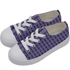 Ornate Oval Pattern Purple Green Kids  Low Top Canvas Sneakers by BrightVibesDesign