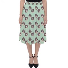 Kawaii Dougnut Green Pattern Classic Midi Skirt