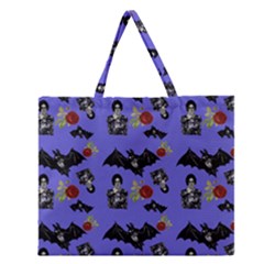 Goth Bat Floral Zipper Large Tote Bag by snowwhitegirl