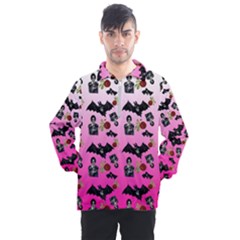 Pink Gradient Bat Pattern Men s Half Zip Pullover by snowwhitegirl