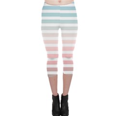 Horizontal Pinstripes In Soft Colors Capri Leggings  by shawlin