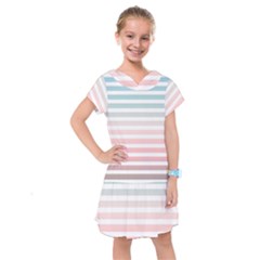 Horizontal Pinstripes In Soft Colors Kids  Drop Waist Dress