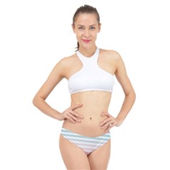 Horizontal Pinstripes In Soft Colors High Neck Bikini Set by shawlin