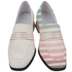 Horizontal Pinstripes In Soft Colors Women s Chunky Heel Loafers by shawlin