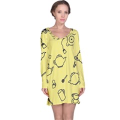 Tea Seamless Pattern Teatime Long Sleeve Nightdress