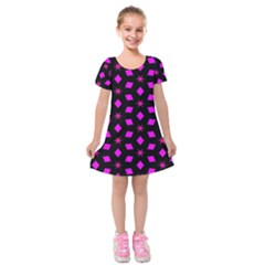 Pattern Stars Squares Texture Kids  Short Sleeve Velvet Dress by Nexatart