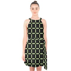 Pattern Digital Seamless Texture Halter Collar Waist Tie Chiffon Dress