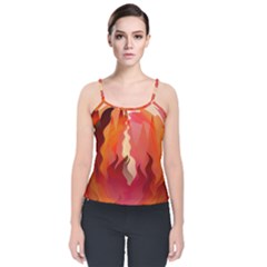 Fire Abstract Cartoon Red Hot Velvet Spaghetti Strap Top