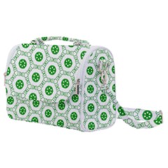 White Background Green Shapes Satchel Shoulder Bag