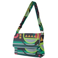 Background Colors Abstract Shapes Full Print Messenger Bag
