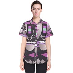 Background Abstract Geometric Women s Short Sleeve Shirt