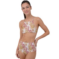 Scrapbook Floral Decorative Vintage High Waist Tankini Set