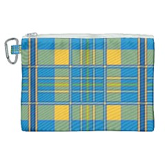 Plaid Tartan Scottish Blue Yellow Canvas Cosmetic Bag (xl) by Nexatart