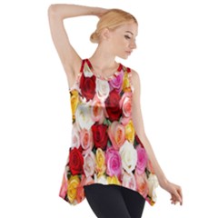 Roses Color Beautiful Flowers Side Drop Tank Tunic by BangZart