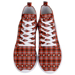 Plaid - Red With Skulls Men s Lightweight High Top Sneakers by WensdaiAmbrose