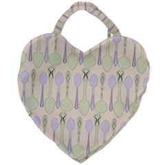 Spoon Pattern Illustrator Green Giant Heart Shaped Tote by Pakrebo