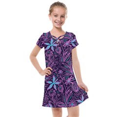 Stamping Pattern Leaves Drawing Kids  Cross Web Dress by Pakrebo