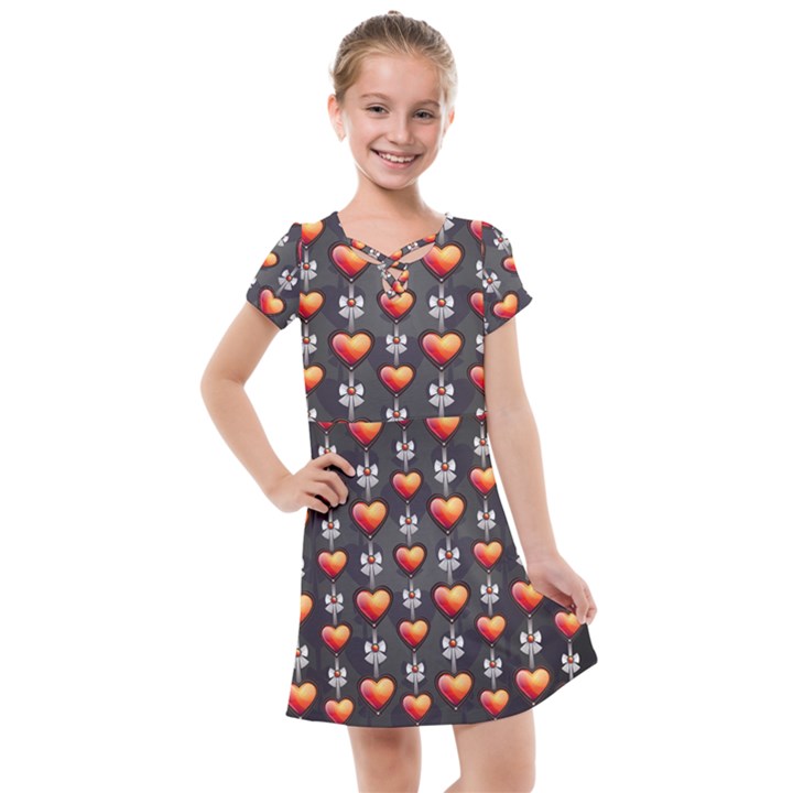 Love Heart Background Kids  Cross Web Dress