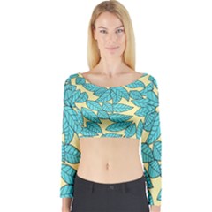 Leaves Dried Leaves Stamping Long Sleeve Crop Top by Pakrebo