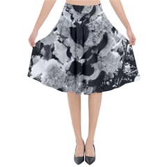 Black And White Snowballs Flared Midi Skirt