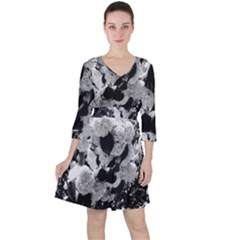 Black And White Snowballs Ruffle Dress