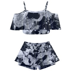 Black And White Snowballs Kids  Off Shoulder Skirt Bikini