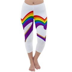 Rainbow Heart Colorful Lgbt Rainbow Flag Colors Gay Pride Support Capri Winter Leggings  by yoursparklingshop