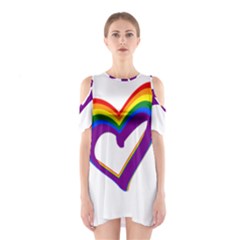 Rainbow Heart Colorful Lgbt Rainbow Flag Colors Gay Pride Support Shoulder Cutout One Piece Dress by yoursparklingshop