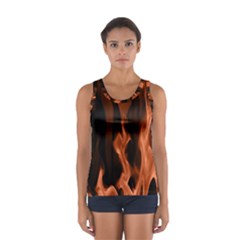 Smoke Flame Abstract Orange Red Sport Tank Top  by Pakrebo