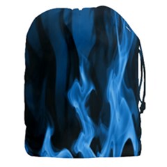 Smoke Flame Abstract Blue Drawstring Pouch (xxxl) by Pakrebo