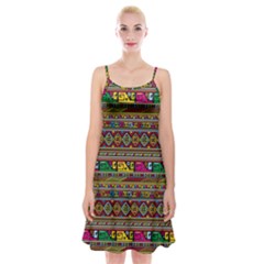 Traditional Africa Border Wallpaper Pattern Colored Spaghetti Strap Velvet Dress by EDDArt