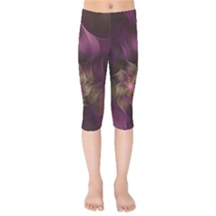 Fractal Pink Lavender Flower Bloom Kids  Capri Leggings 