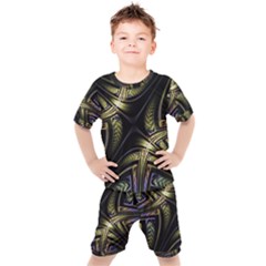 Fractal Braids Texture Pattern Kids  Tee And Shorts Set by Pakrebo