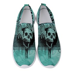 Awesome Skull With Wings Women s Slip On Sneakers by FantasyWorld7