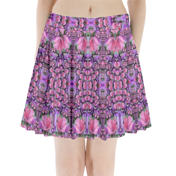 World Wide Blooming Flowers In Colors Beautiful Pleated Mini Skirt