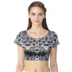 Lace Seamless Pattern With Flowers Short Sleeve Crop Top