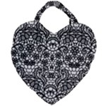 Lace Seamless Pattern With Flowers Giant Heart Shaped Tote